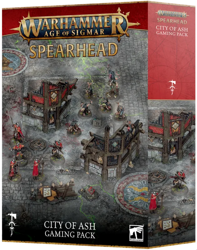 Warhammer Spearhead: City of Ash Gaming Pack box featuring miniatures and game components