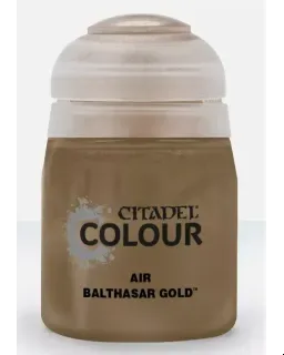 24ml bottle of Citadel Air Balthasar Gold paint for airbrushing miniatures
