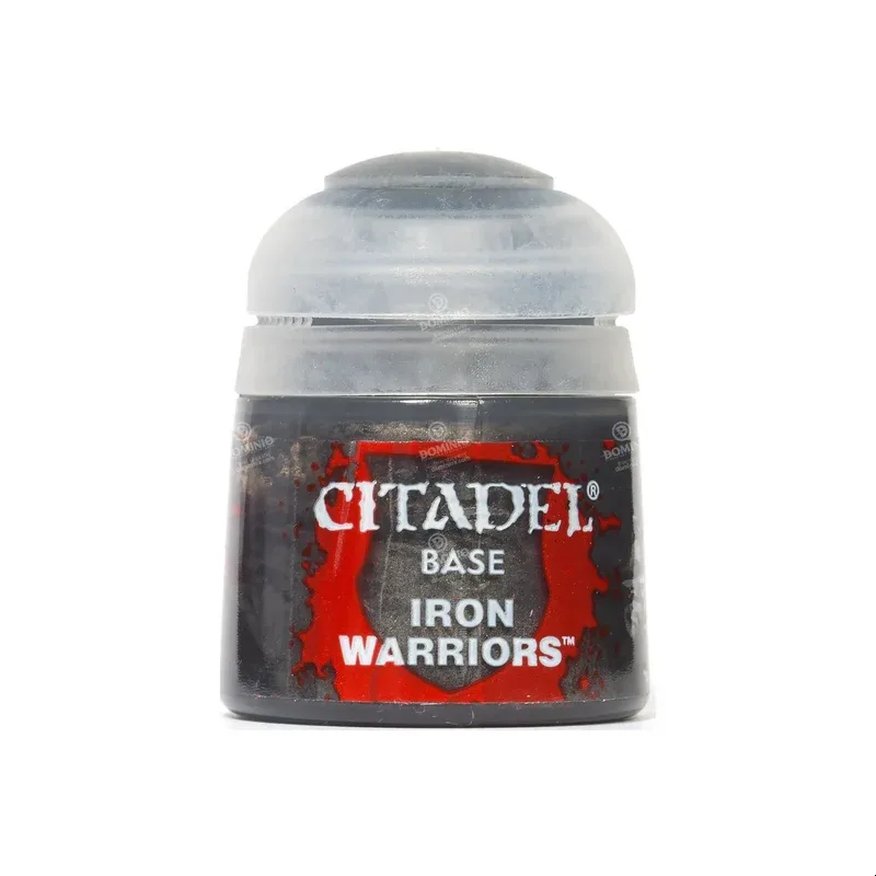 Gray metallic paint pot labeled Iron Warriors Base 12ml