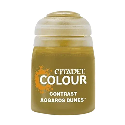 Citadel Aggaros Dunes Contrast Paint bottle, 18ml, tan desert color