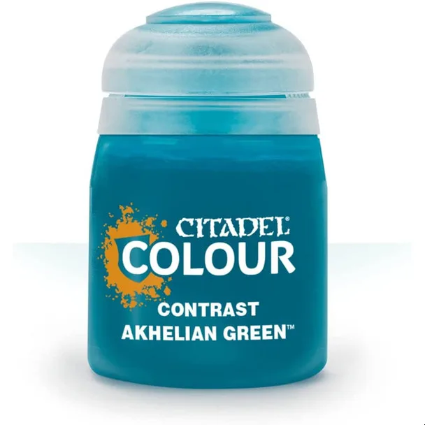 Citadel Contrast Akhelian Green paint bottle, 18ml, for miniature painting