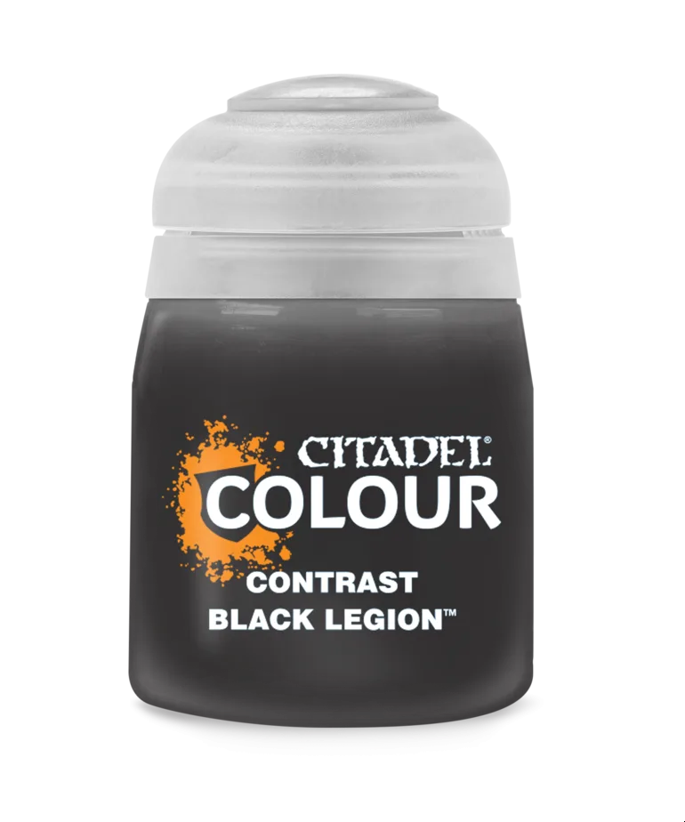 Black pot of Citadel Contrast Black Legion paint, 18ml size