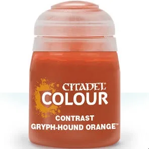Citadel Contrast paint bottle in Gryph-Hound Orange, 18ml size with black cap