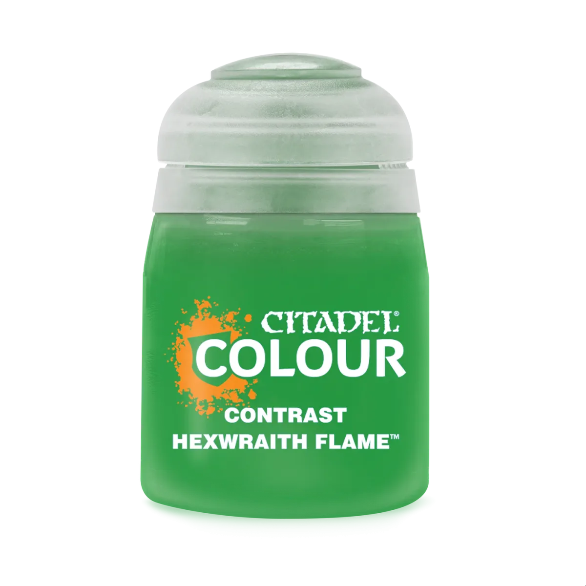 Citadel Contrast Hexwraith Flame paint pot, 18ml bright green acrylic hobby paint