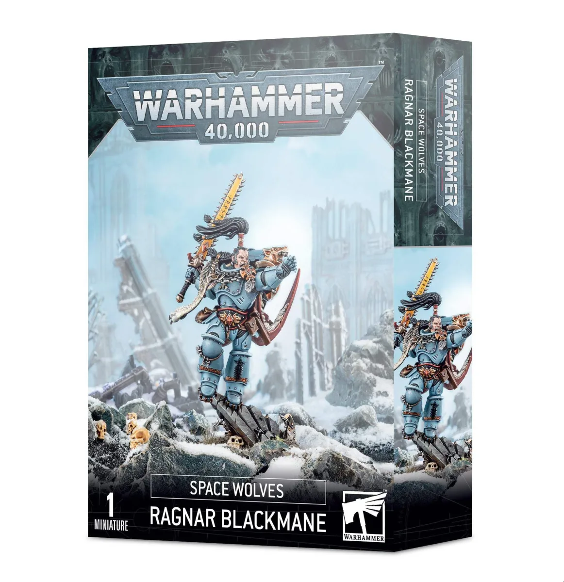 Space Wolves Ragnar Blackmane miniature figure for Warhammer 40,000 tabletop game