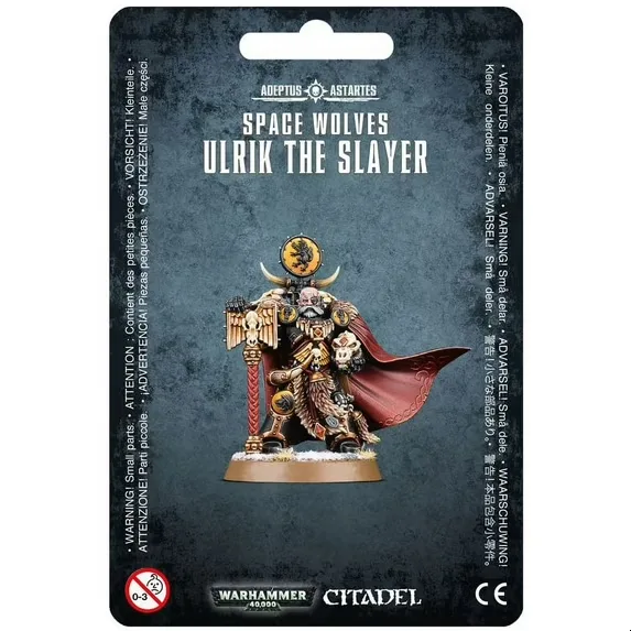 Space Wolves Ulrik the Slayer miniature figure holding crozius and plasma pistol