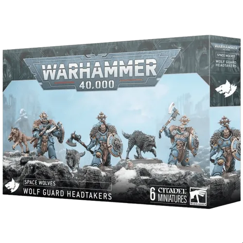 Space Wolves Wolf Guard Headtakers miniature kit box for Warhammer 40,000 tabletop game