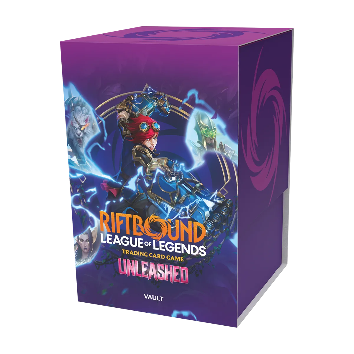 Trading card game booster pack box for Riftbound: Unleashed Vault edition
